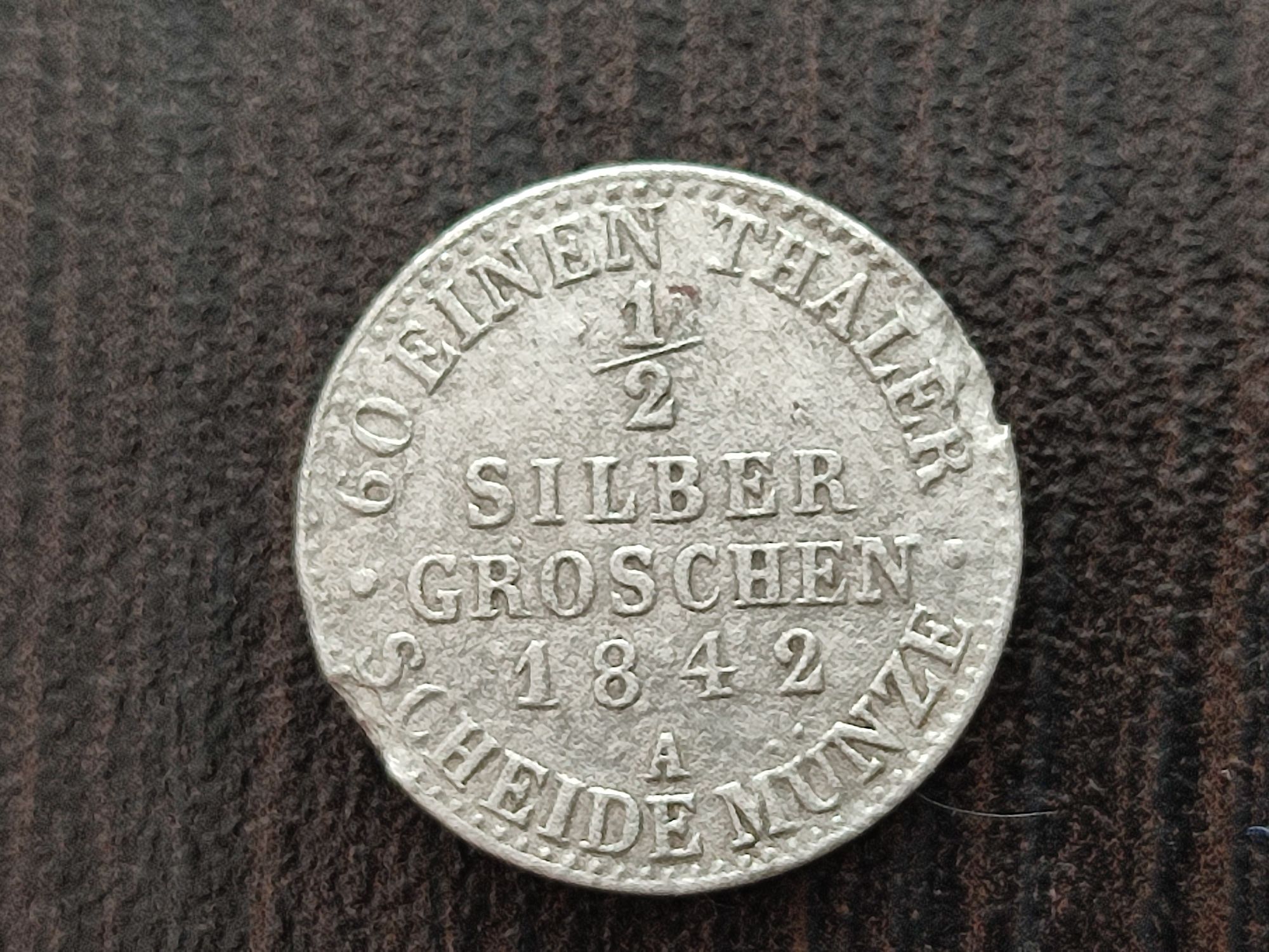 1/2 silber groschen 1842 a