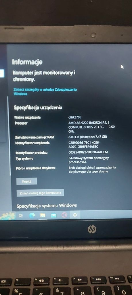 Laptop hp 250 g6 bardzo dobry