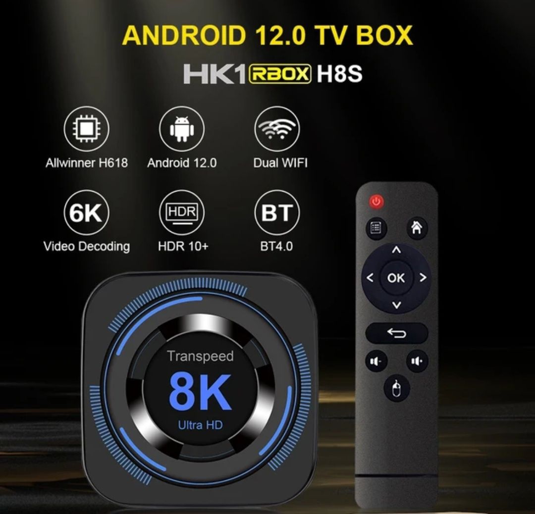 Box Android TV + 4 GB RAM + 32 GB ROM + 8k + WiFi 6 (NOVOS em caixa)