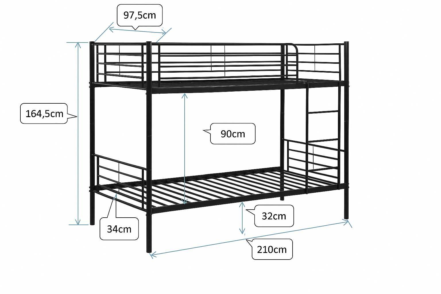 Łóżko piętrowe metalowe 90x200 solidne hostelowe pracownicze do domu