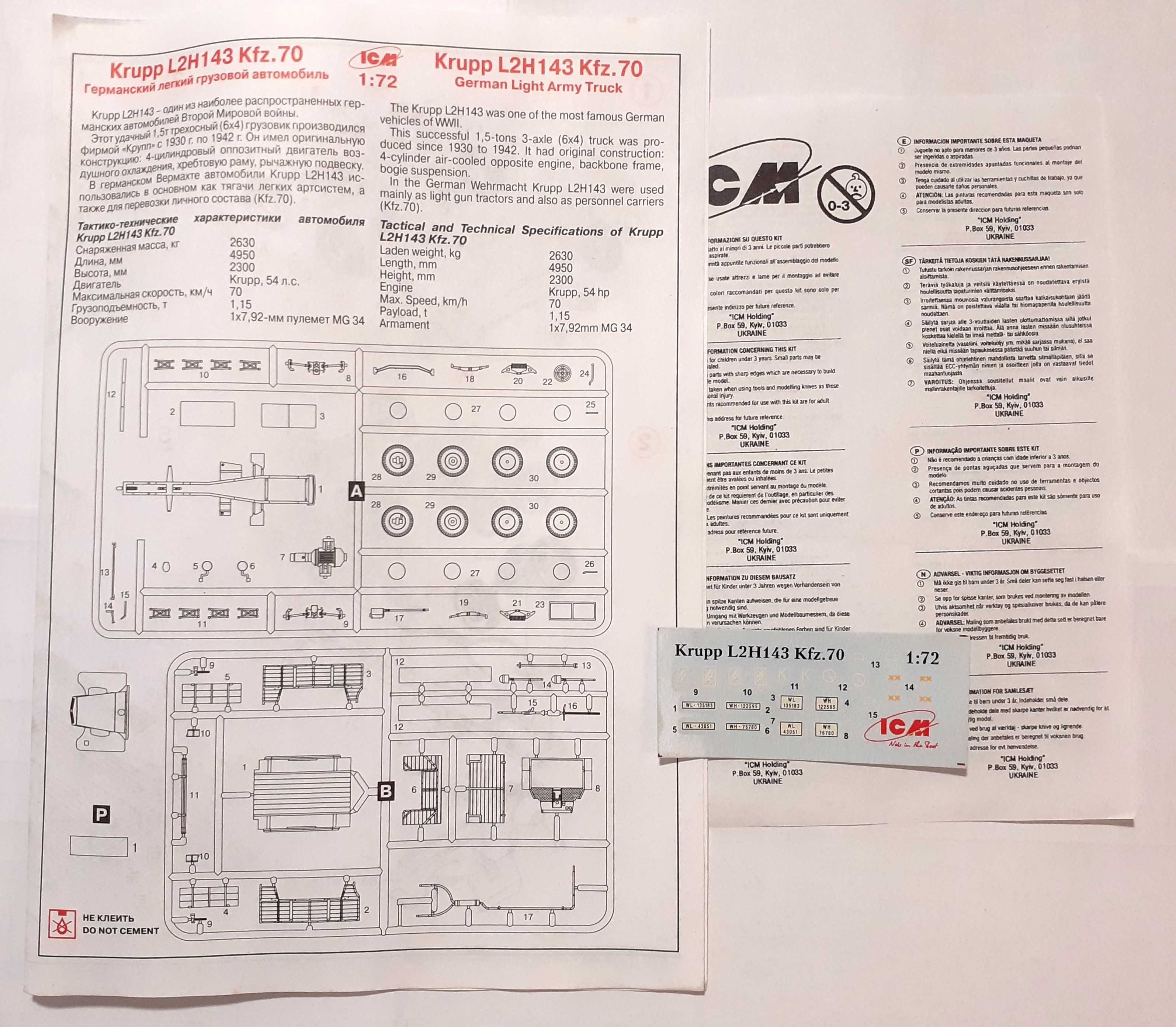 Сборная модель  Krupp L2H143 1/72 ICM