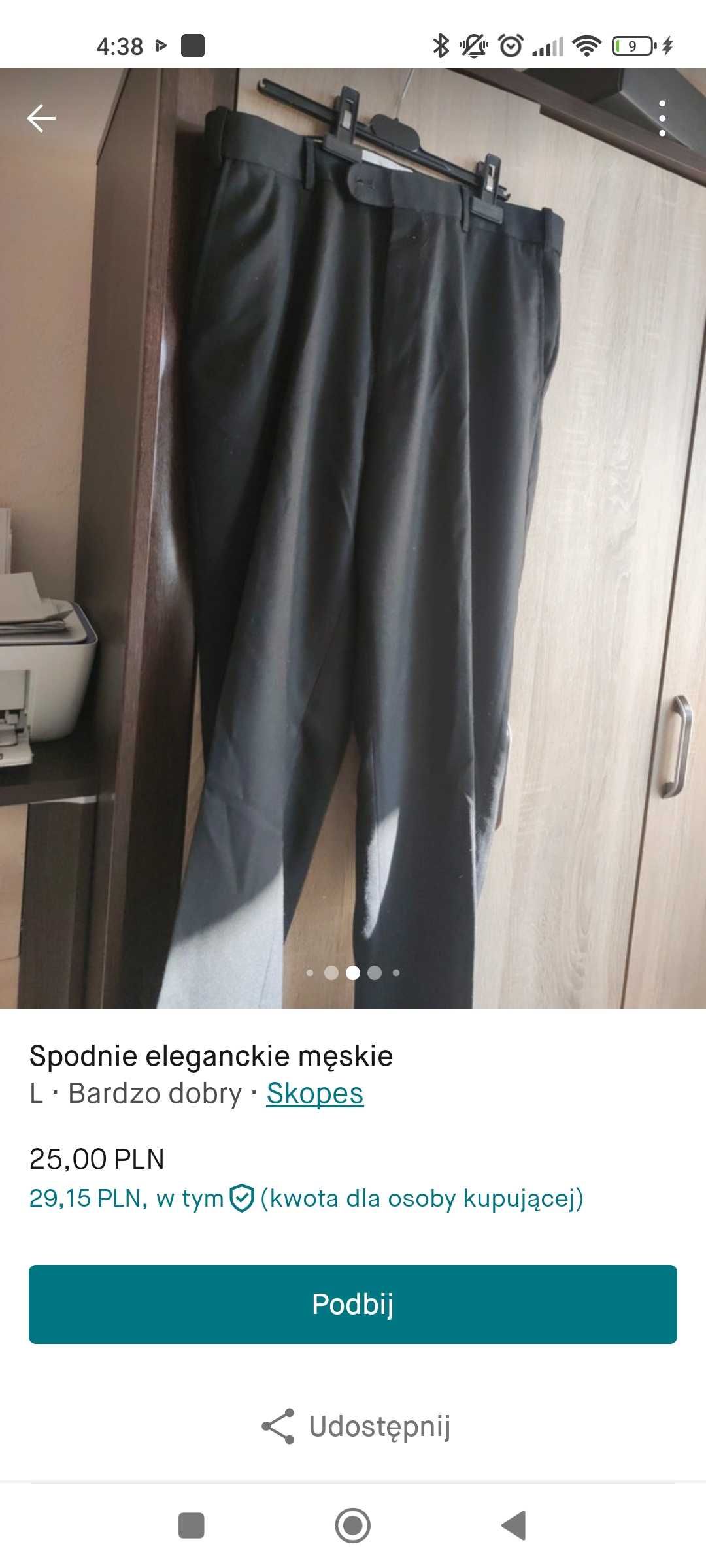 Spodnie męskie garniturowe czarne