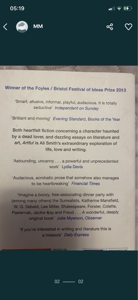 Artful. Ali Smith