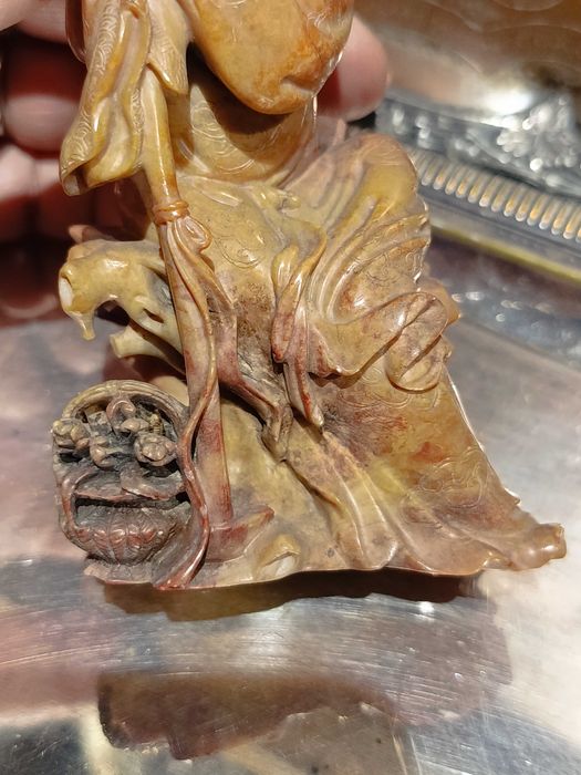 Escultura Divindade Chinesa Pedra Natural China Séc XIX 12,8 cm