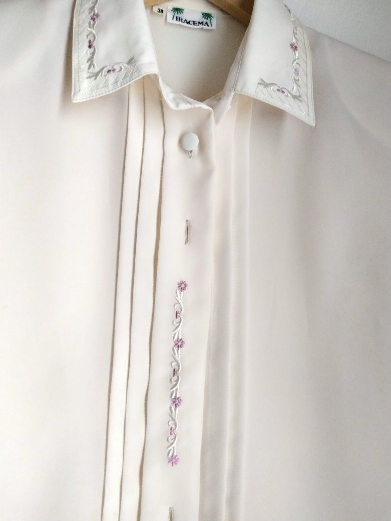 Camisa manga curta, creme