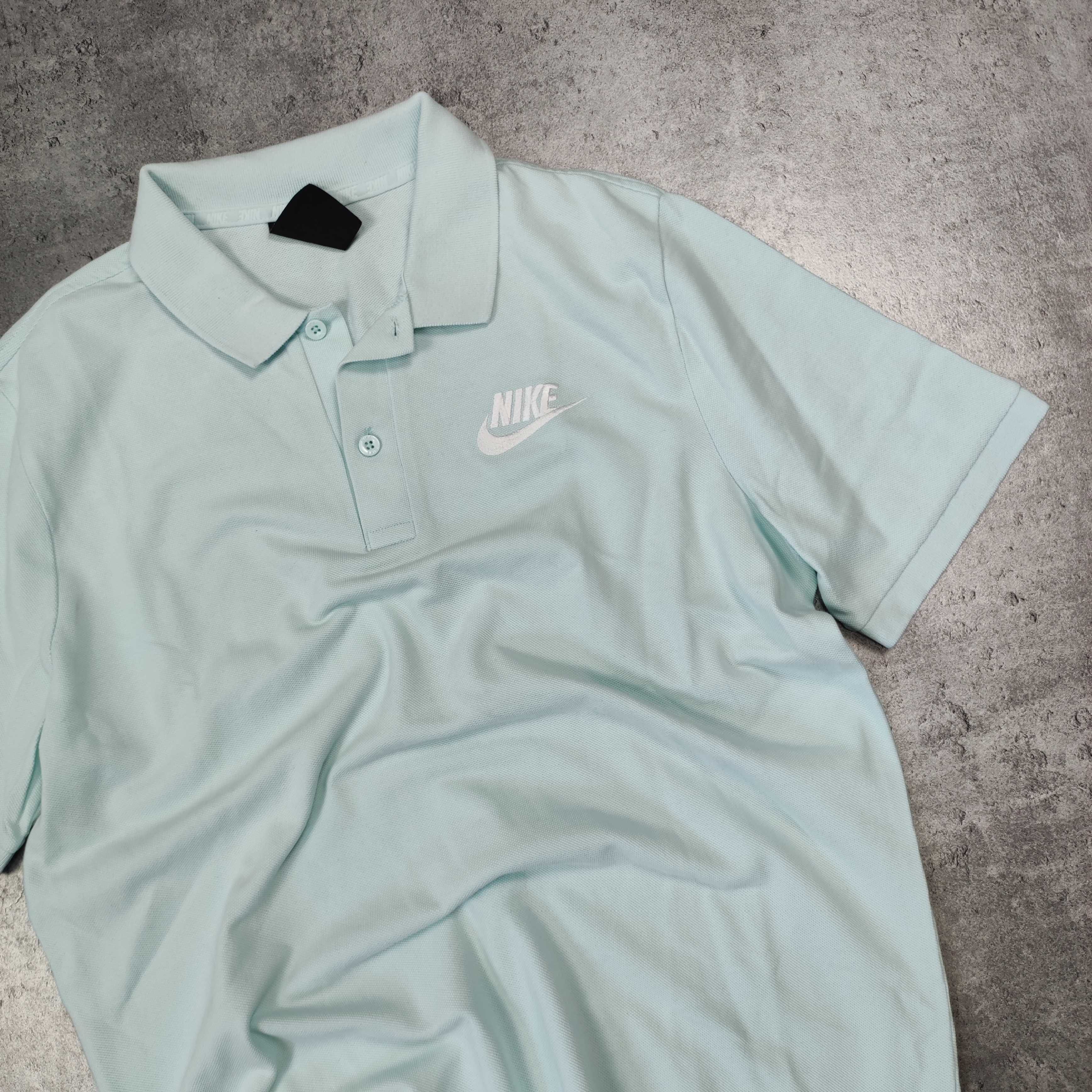 MĘSKA Koszulka Polo Elegancka Letnia Miętowa Nike Bawełna Pętelka Haft