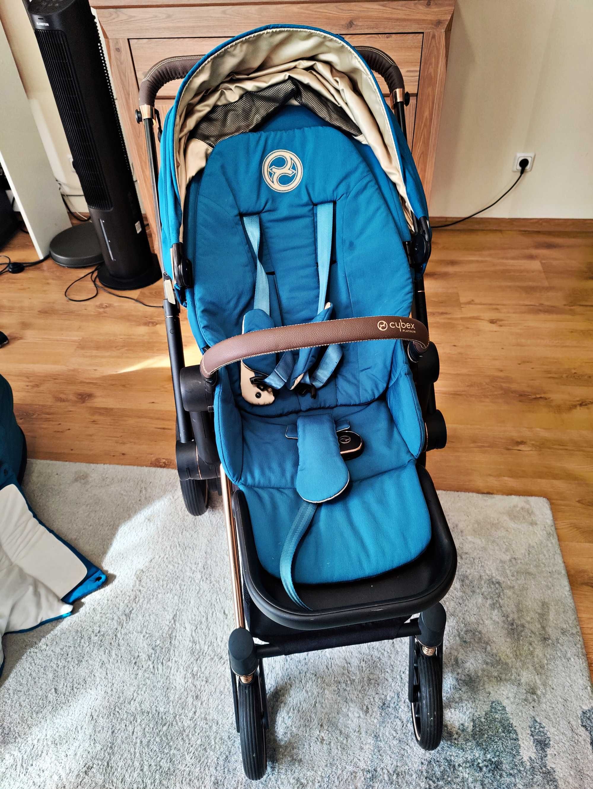 Cybex e‑Priam 4.0 | Rose Gold + Mountain Blue | gondola + spacerówka