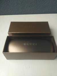 Gucci, puste twarde etui pudełko serwetka na okulary Gold 15,5x5,5x4,5