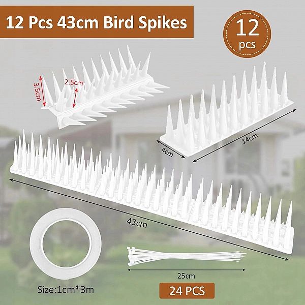 Kolce Do Odstraszania Gołębi, Kotów, Kun, 12 Szt. Białe, Płot, Dach
