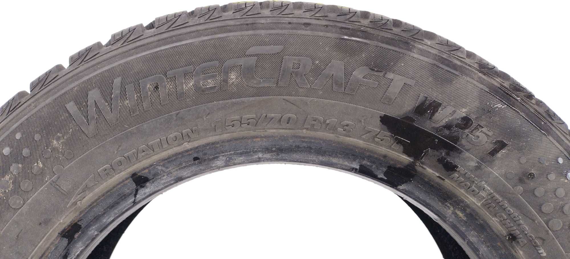 2x 155/70 R13 Kumho wp51 opony zimowe 7 mm / montaż kurier