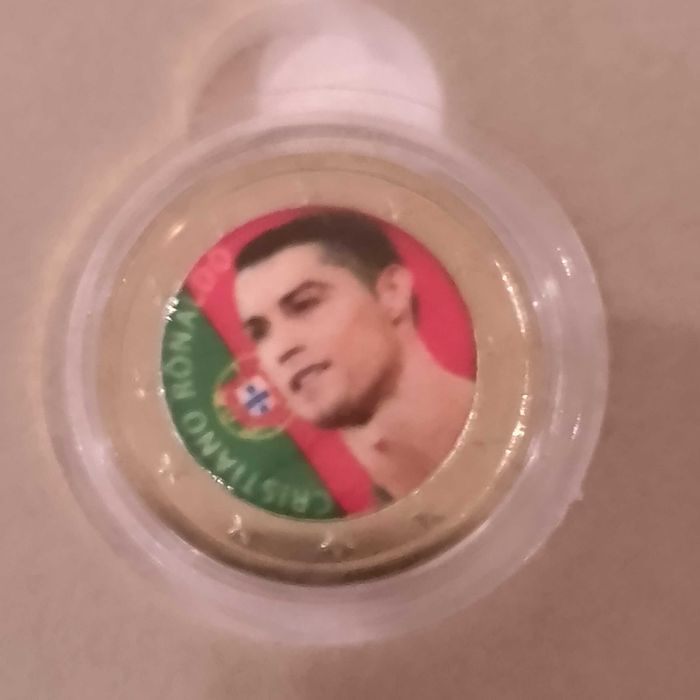 Moeda 2 euros RONALDO Colorida