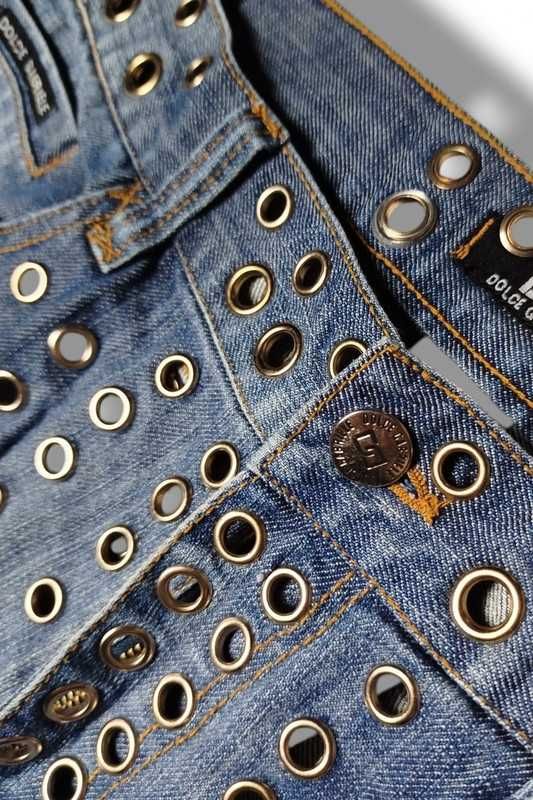 Y2K Dolce Gabriele Studded Avant Garde Spodnie Jeansowe 54/34 tall