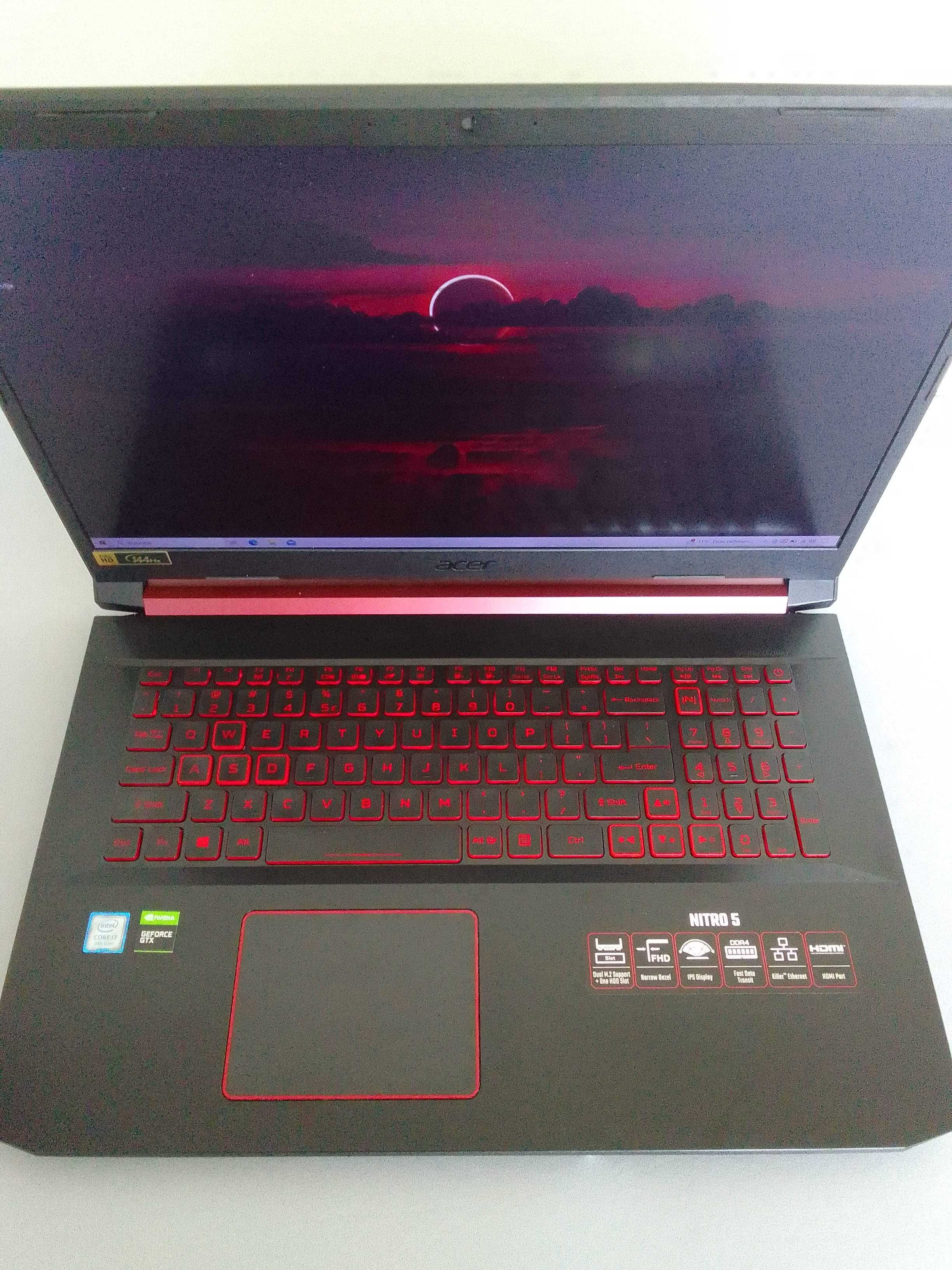 Acer Nitro i7 9TH. 2 dyski SSD, 1660Ti, 17,3" Win10