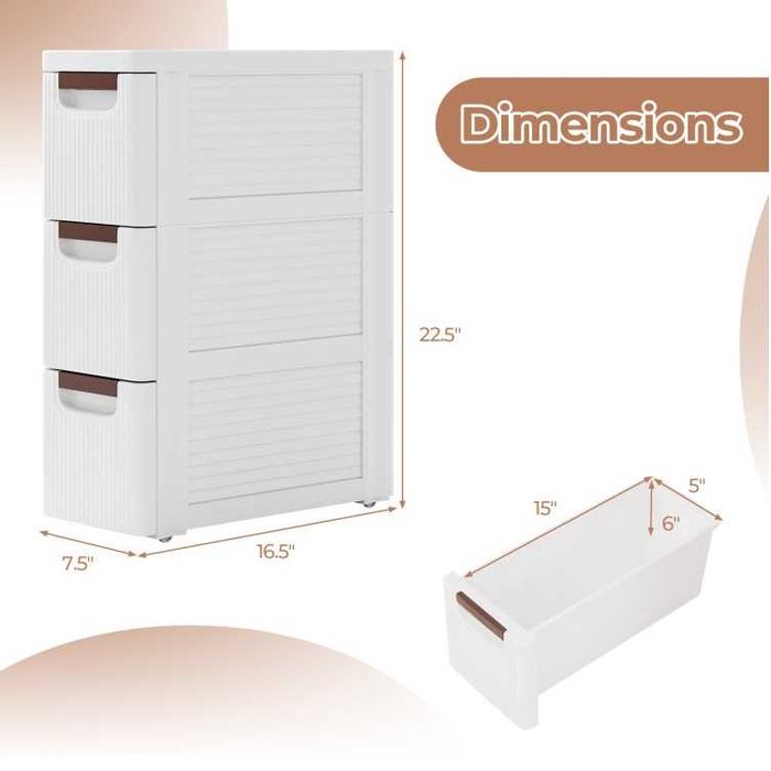 Mobilna szafka 3-szufladowa Costway, biały