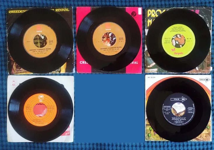 Vinil 5 Singles: Creedence, Donovan, Procol Harum, Peppermint Rainbow