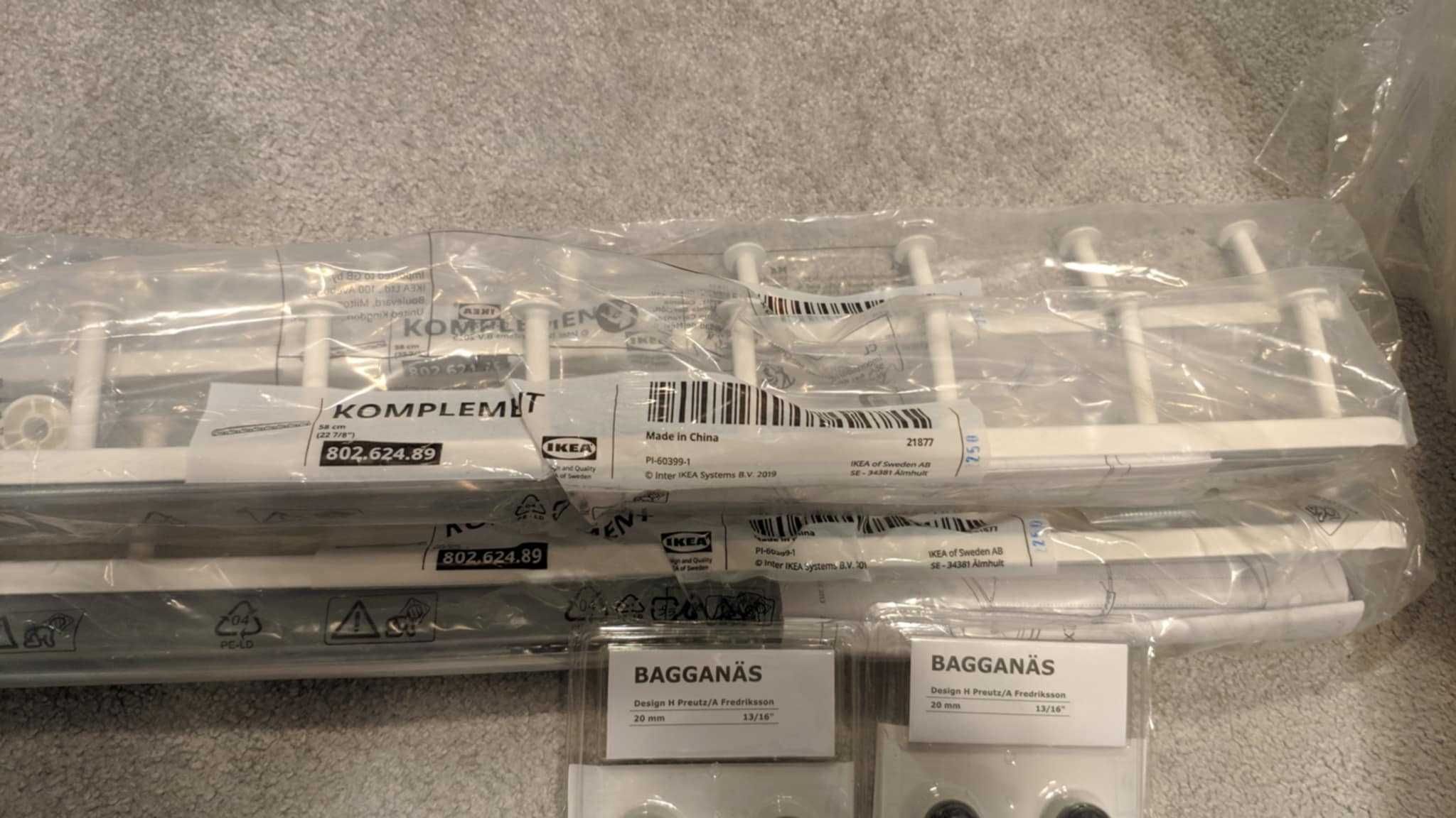 Nowe: Ikea BAGGANÄS, szyny na kosze, wieszaki 58cm  i kosze druciane
