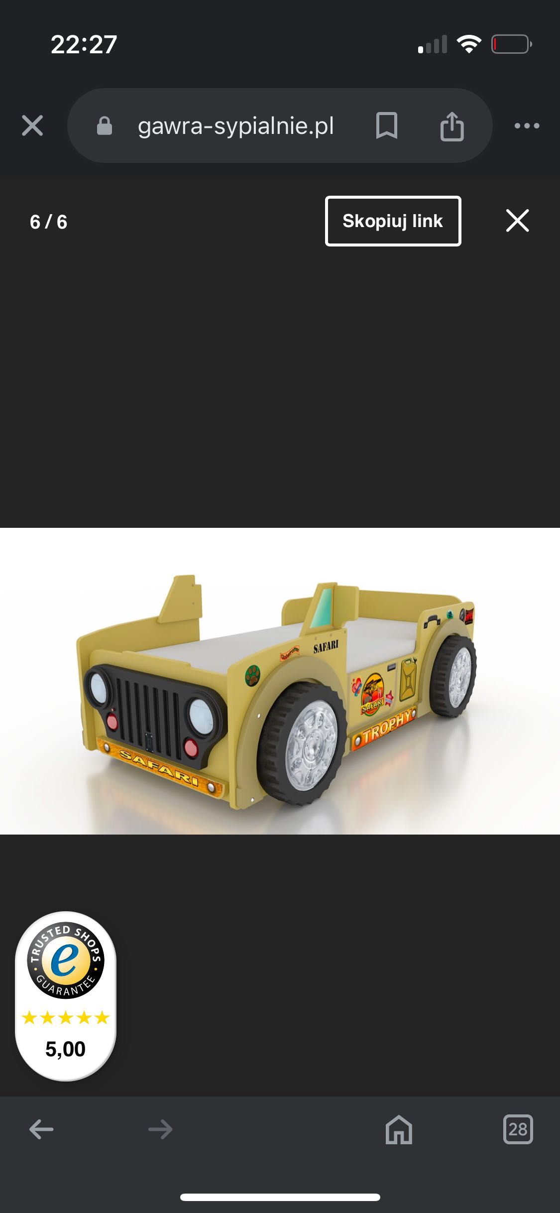 Łóżko dziecięce Jeep Saari