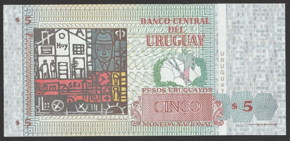 Urugwaj 5 pesos 1998 - Torres Garcia - stan bankowy UNC