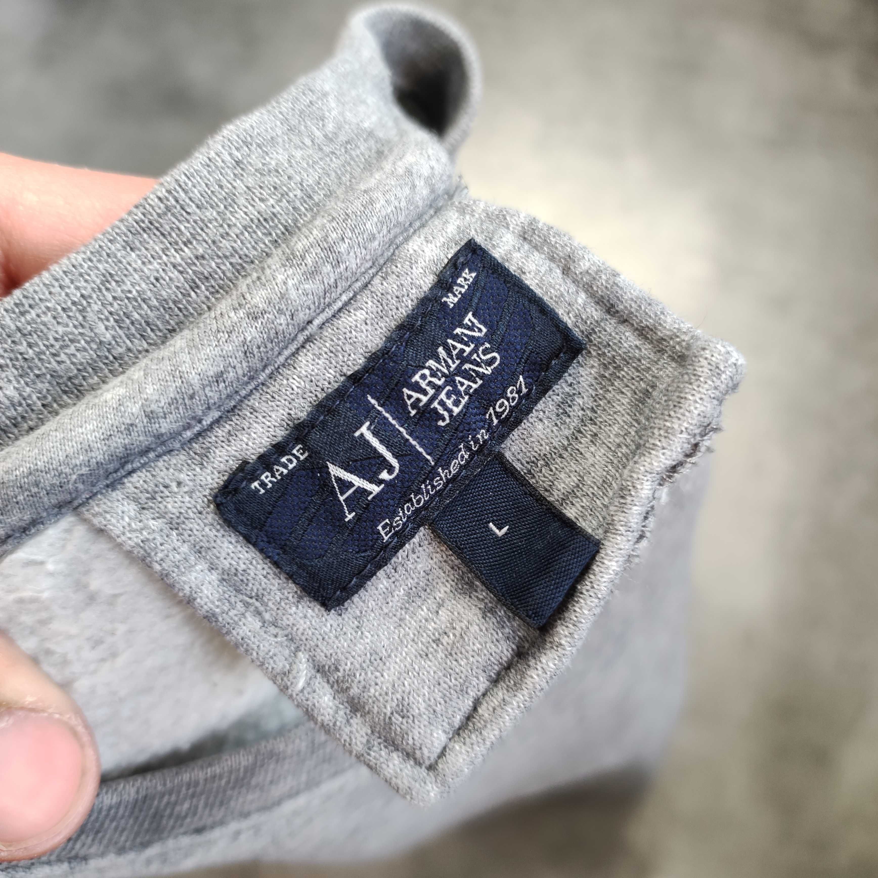 MĘSKA Bluza Premium Crewneck Emporio Armani Jeans EA7 Małe Logo Szara