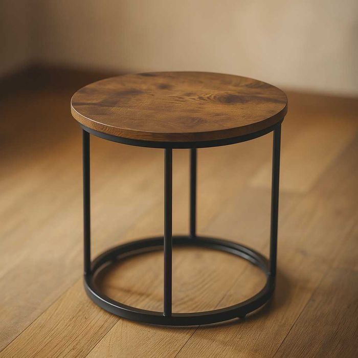 NOWY Stolik Kawowy Okrągły Ława Rozkładana Do Salonu Czarny Drewniany