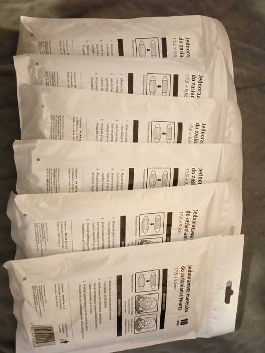 Jednorazowa maseczka do zasłaniania twarzy 10 SZT. 17,5 x 9,5crm