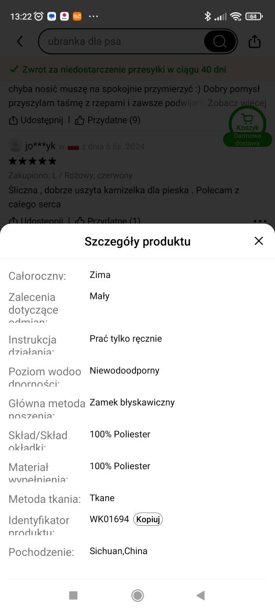 Ubranko dla małego pieska,, L,,
