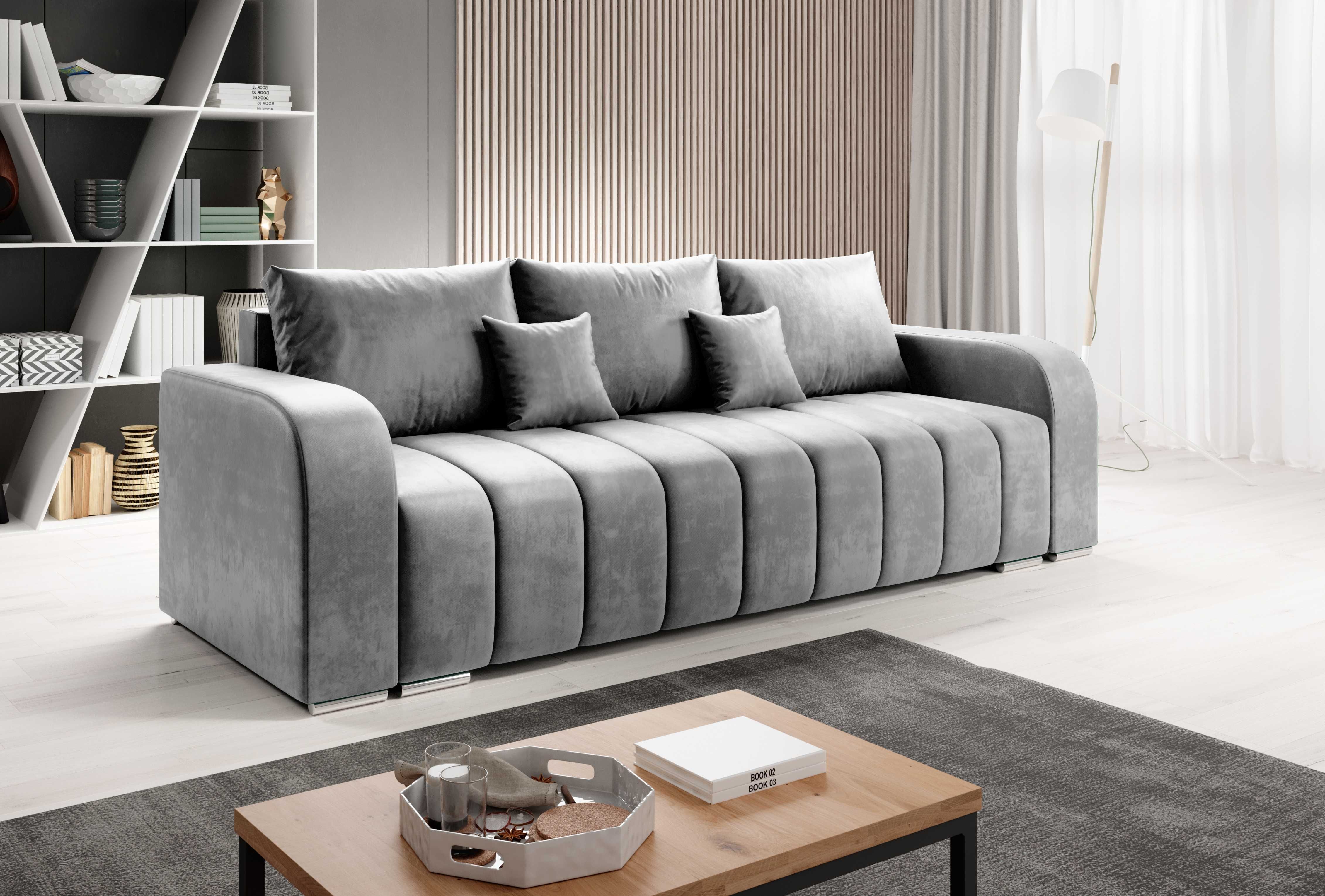 DARMOWA DOSTAWA komfortowa kanapa sofa z funkcją spania PUFETTO welur