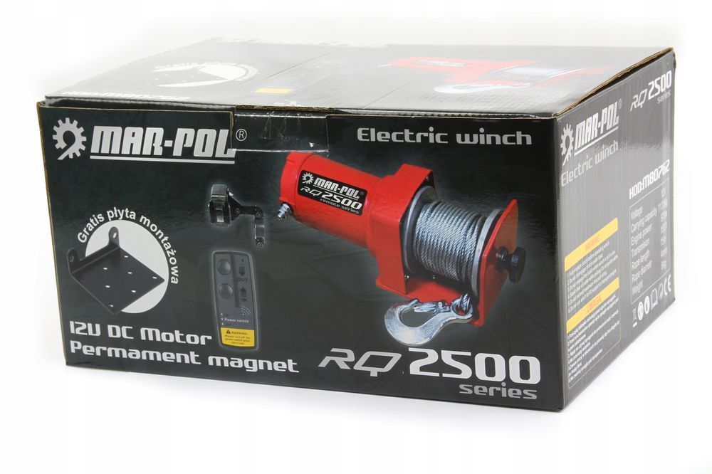 Wyciągarka Wciągarka Elektryczna 12V 2500Lbs Rolki + Zdalny Pilot