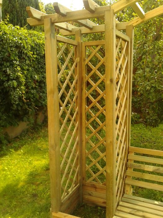 Pergola z Ławką i Donicami Kwietnik Arkada Trejaż Meble Ogrodowe