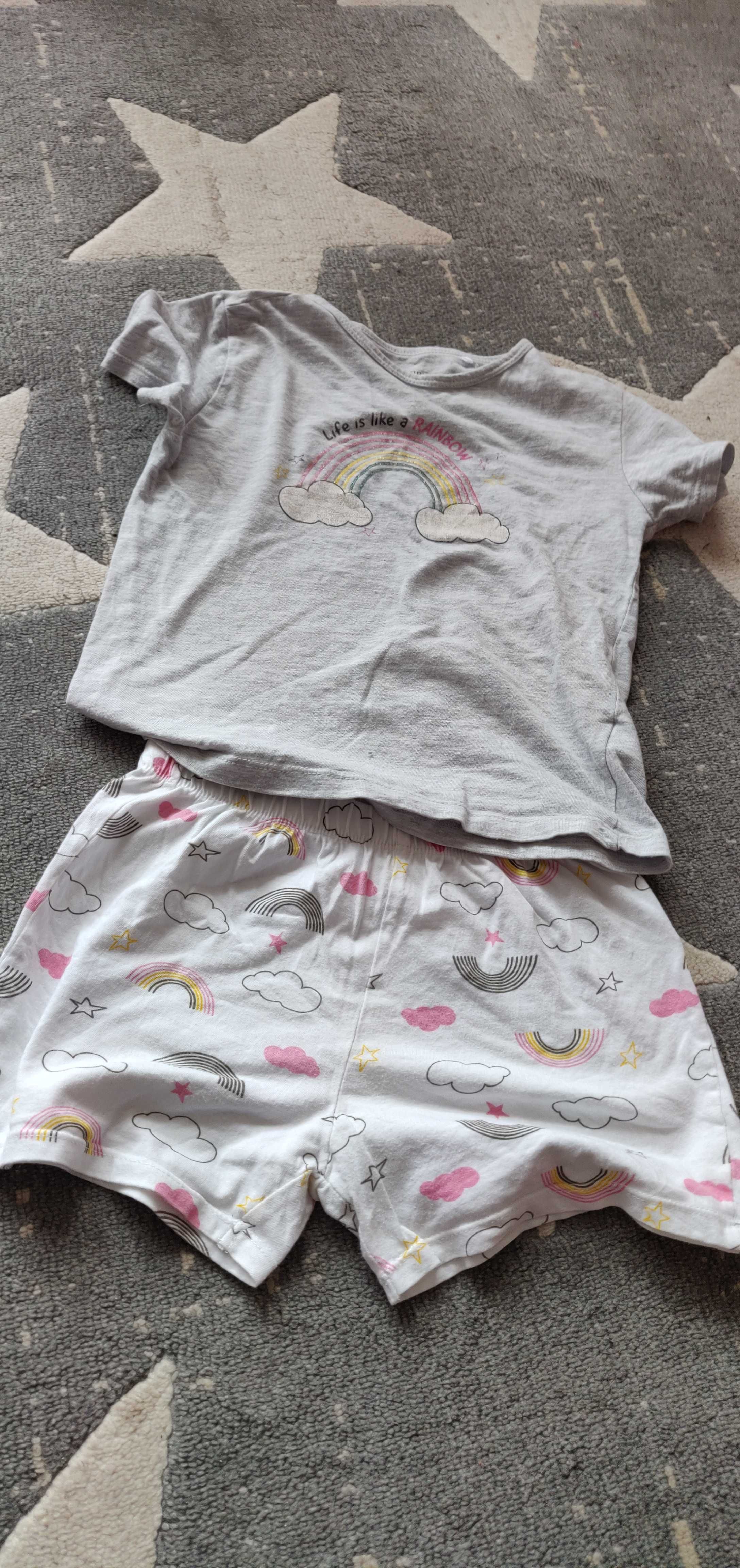 Piżama dla dziewczynki 110/116 tęcza krótki rękaw i spodenki Sinsay