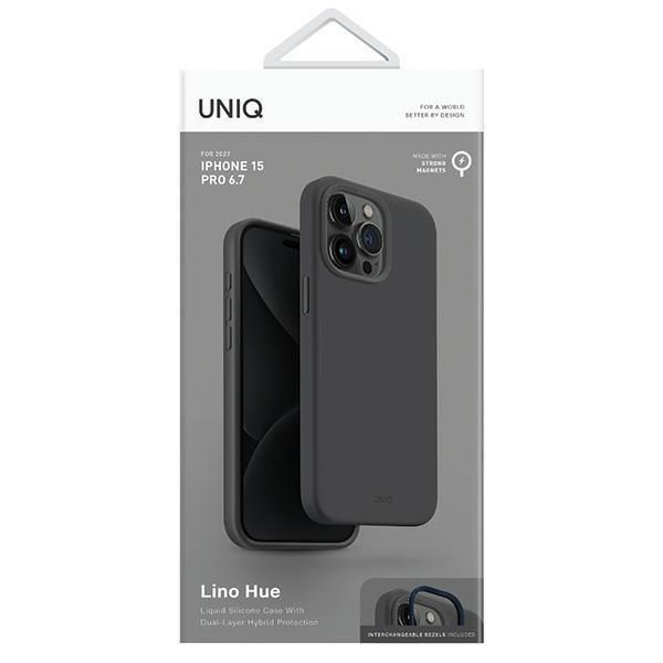 Etui Silikonowe UNIQ Lino do iPhone 15 Pro Max 6.7" Szary