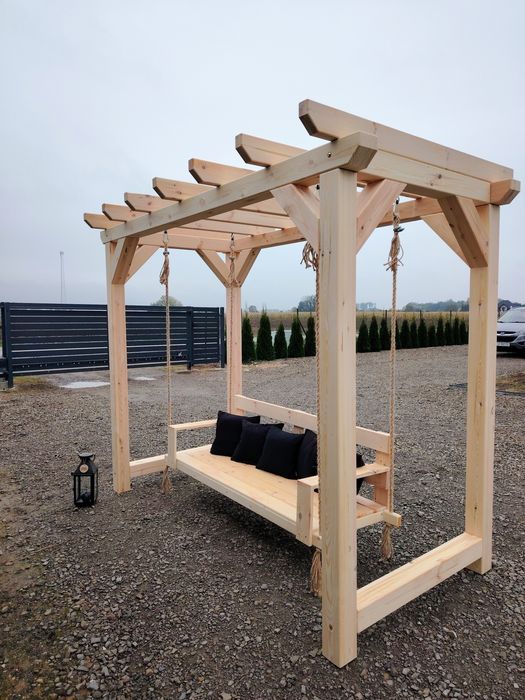 TRANSPORT POLSKA! Nowoczesna Huśtawka Pergola! Suszone drewno!