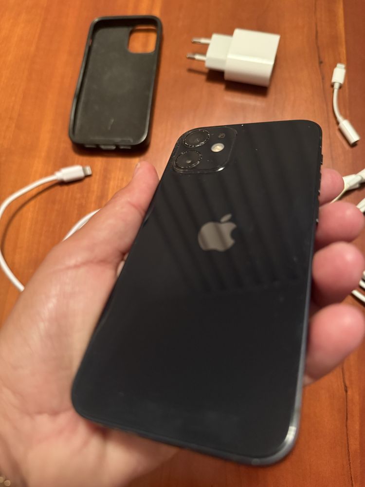 Iphone 12 mini preto (inclui adaptador, cabos e capa quadcore)