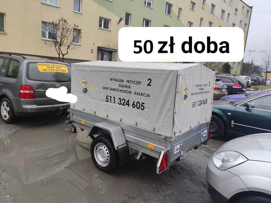 Wynajem przyczepa 1 oś 215x125 + plandeka Kat.B Skup Aut
