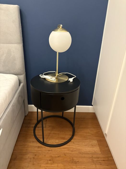 Szafka nocna x2 czarna okrągła z szufladą