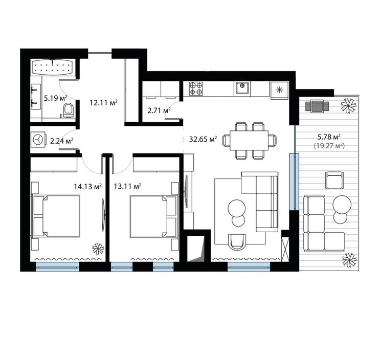 Продаж. Двокімнатна квартира з видом на гори з терасою. Тячів. 5.30