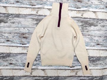 Ulvang kremowy sweter jagodowym wykończeniem 100% wełna rozmiar XS