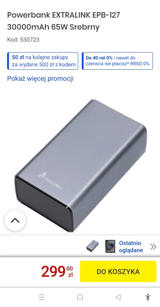 Power bank 30000 mAh 65W Power Delivery Extralink. Łódź.