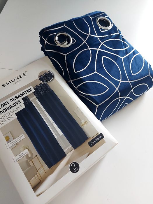 Komplet zasłony welurowe Velvet ze srebrnym nadrukiem 138x250 2szt.