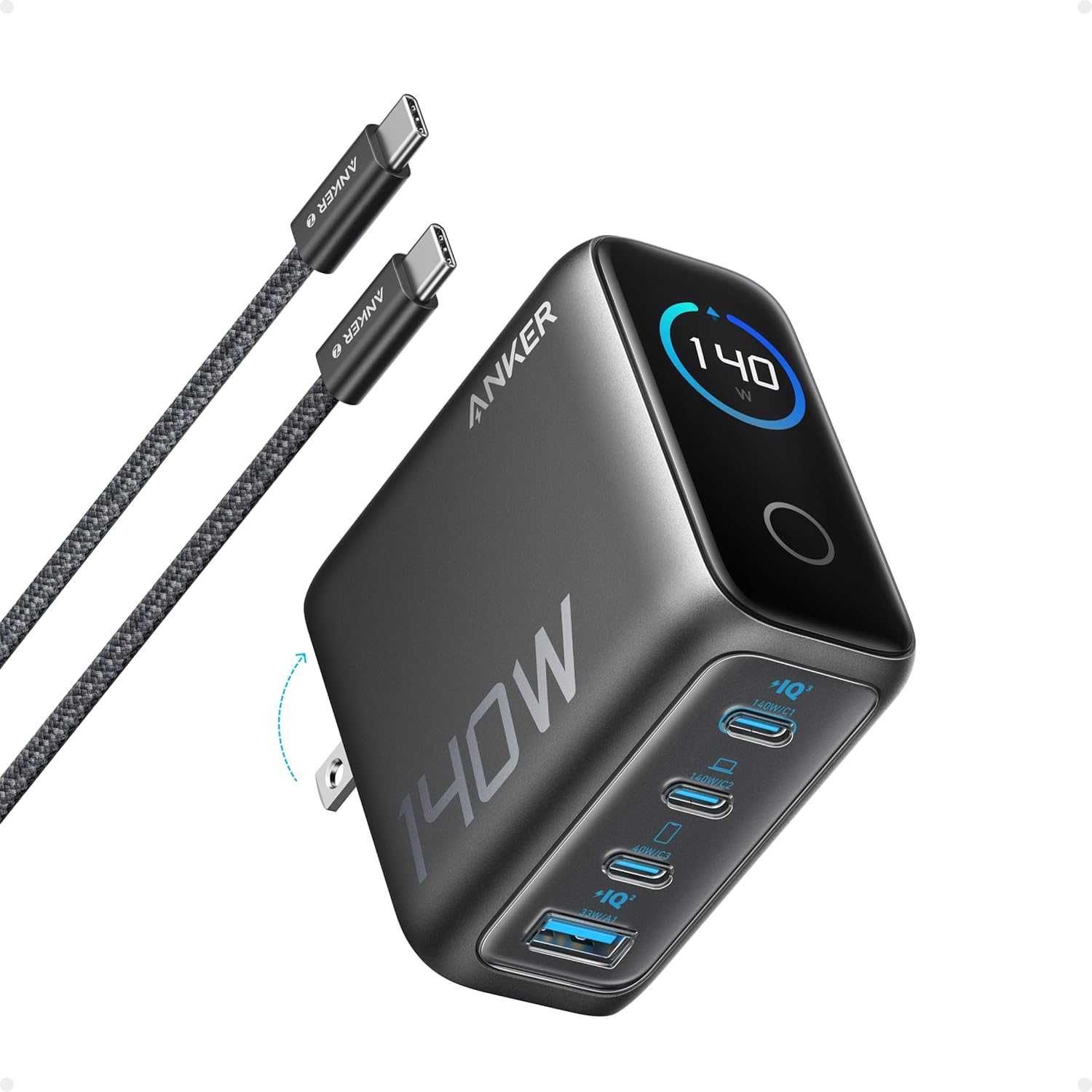Anker Zolo GaN Charger 140W Display 3C1A Port with Cable
