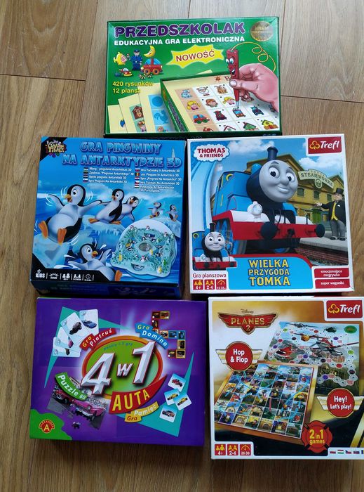 Gry planszowe dla dzieci 5x, Tomek i przyjaciele, Planes, Auta, ...