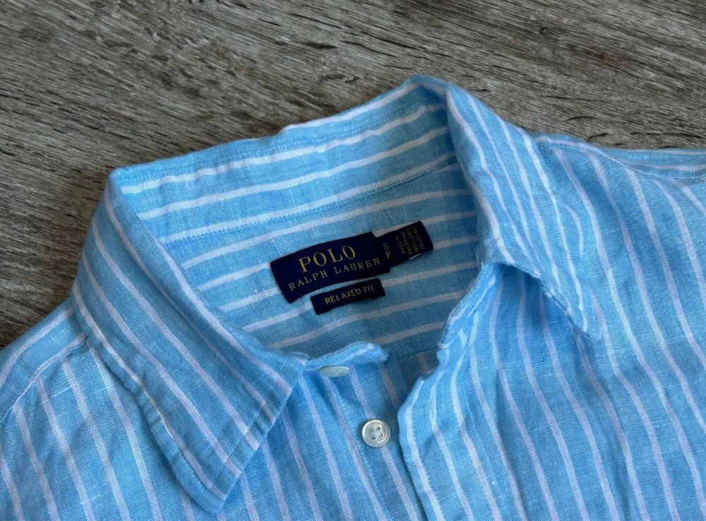 Damska Koszula Lniana Polo Ralph Lauren Relaxed Fit Len Błękitna roz S