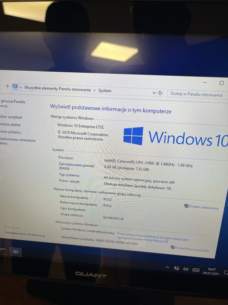 Nowitus Quant Pos panel dotykowy + monitor klienta Komputer