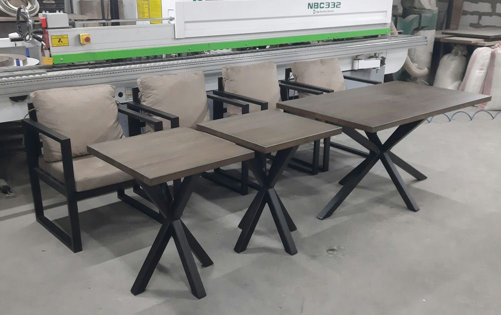 Вуличні меблі для кафе бару ресторану у стилі Лофт – метал + подушки