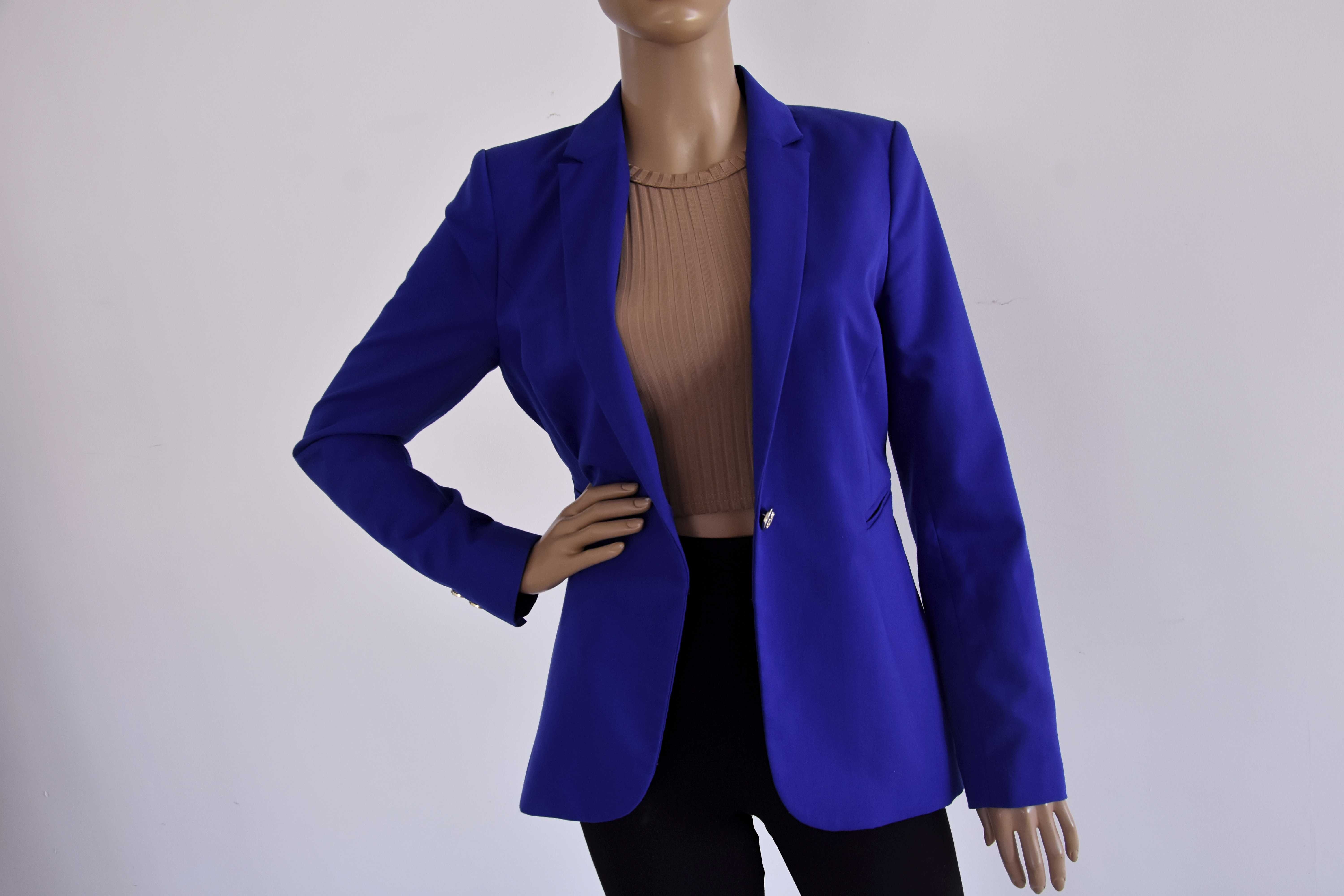 Marynarka damska z podszewką H&M żakiet 38 M chabrowy