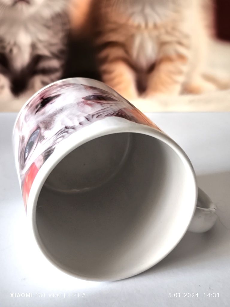 Kubek kot Sfinks piękna stara porcelana + gratis