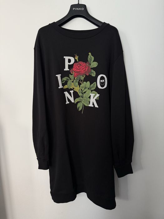 Sukienka czarna z logo Pinko
