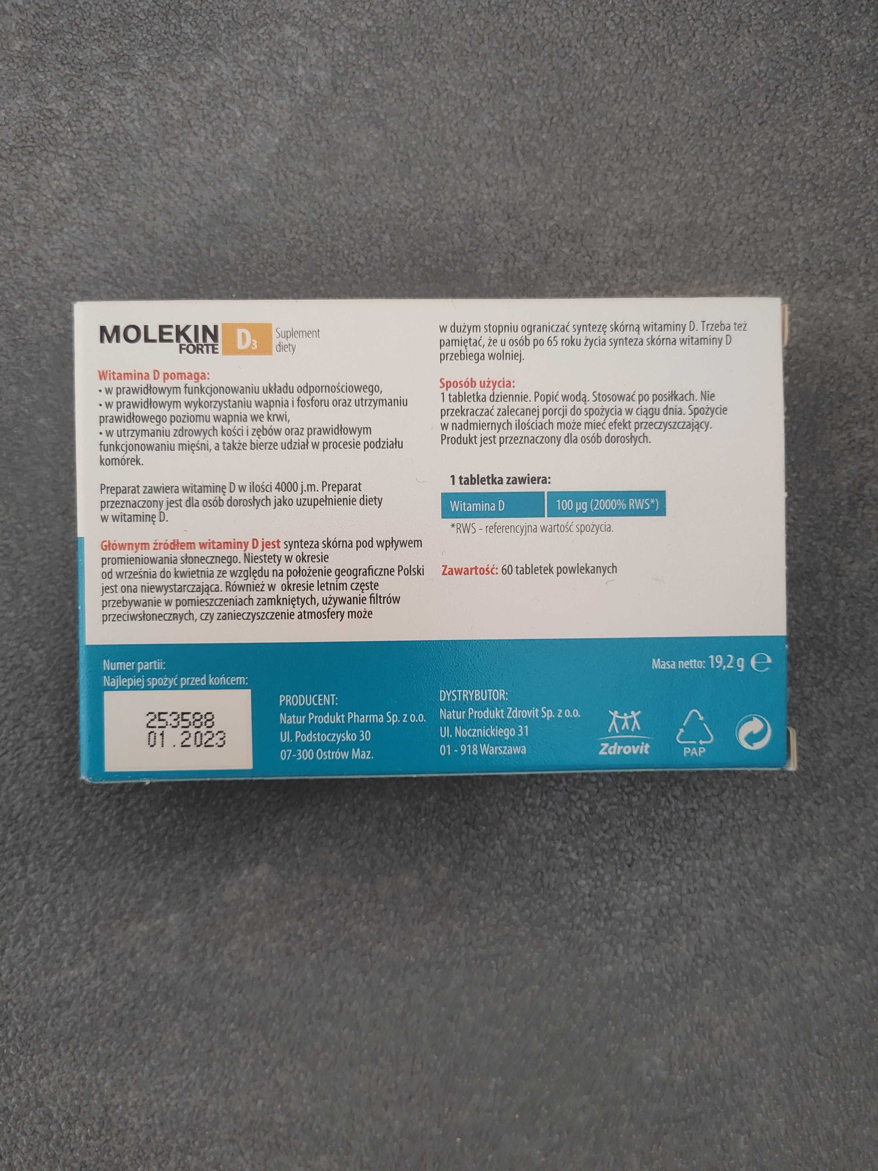 Witamina D3 Molekin D3 Forte 4000 j.m. 60 tabletek