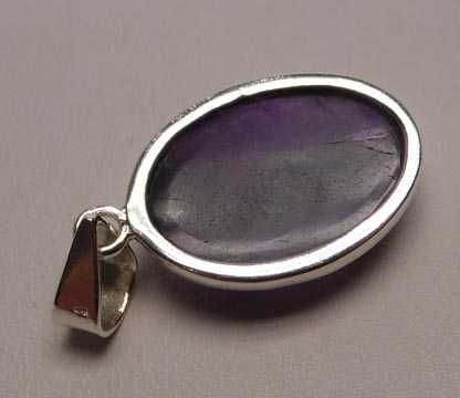 Srebrna zawieszka naturalny owalny ametyst