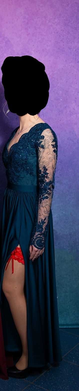 ANASTASIA - luksusowa suknia maxi z koronką i rozporkiem .